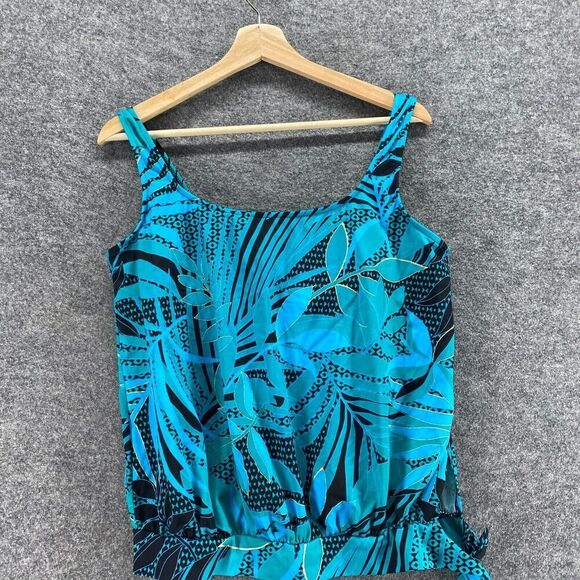 Unbranded Tankini Top Women M Medium Blue Floral Sleeveless Push Up Wide Strap - Picture 3 of 7